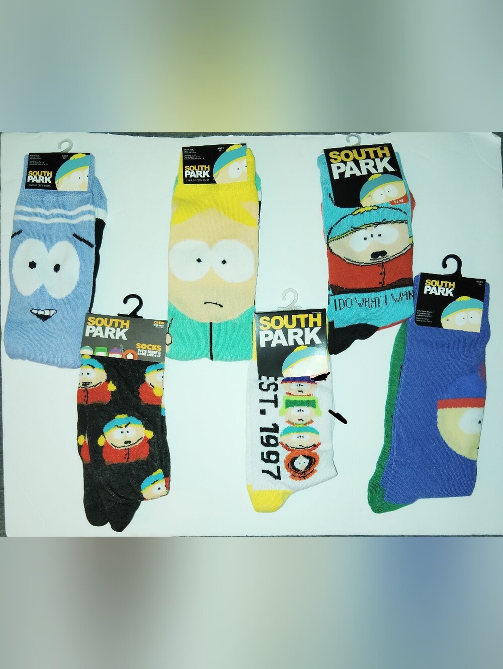 6 Unisex Southpark Crew Socks Cartman Stan Kyle Towelie Butters NWT